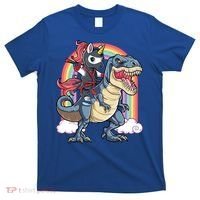 Ninja Unicorn Riding Dinosaur T Rex Funny Rainbow Gift T-Shirt thumb 0