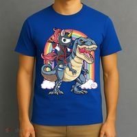 Ninja Unicorn Riding Dinosaur T Rex Funny Rainbow Gift T-Shirt thumb 3