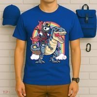 Ninja Unicorn Riding Dinosaur T Rex Funny Rainbow Gift T-Shirt thumb 6