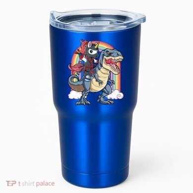 Ninja Unicorn Riding Dinosaur T Rex Funny Rainbow Gift Tumbler