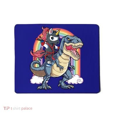 Ninja Unicorn Riding Dinosaur T Rex Funny Rainbow Gift Mousepad