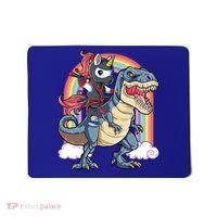 Ninja Unicorn Riding Dinosaur T Rex Funny Rainbow Gift Mousepad thumb 0