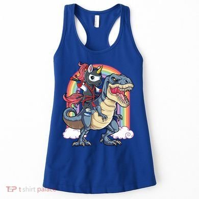 Ninja Unicorn Riding Dinosaur T Rex Funny Rainbow Gift Women's Tank Top