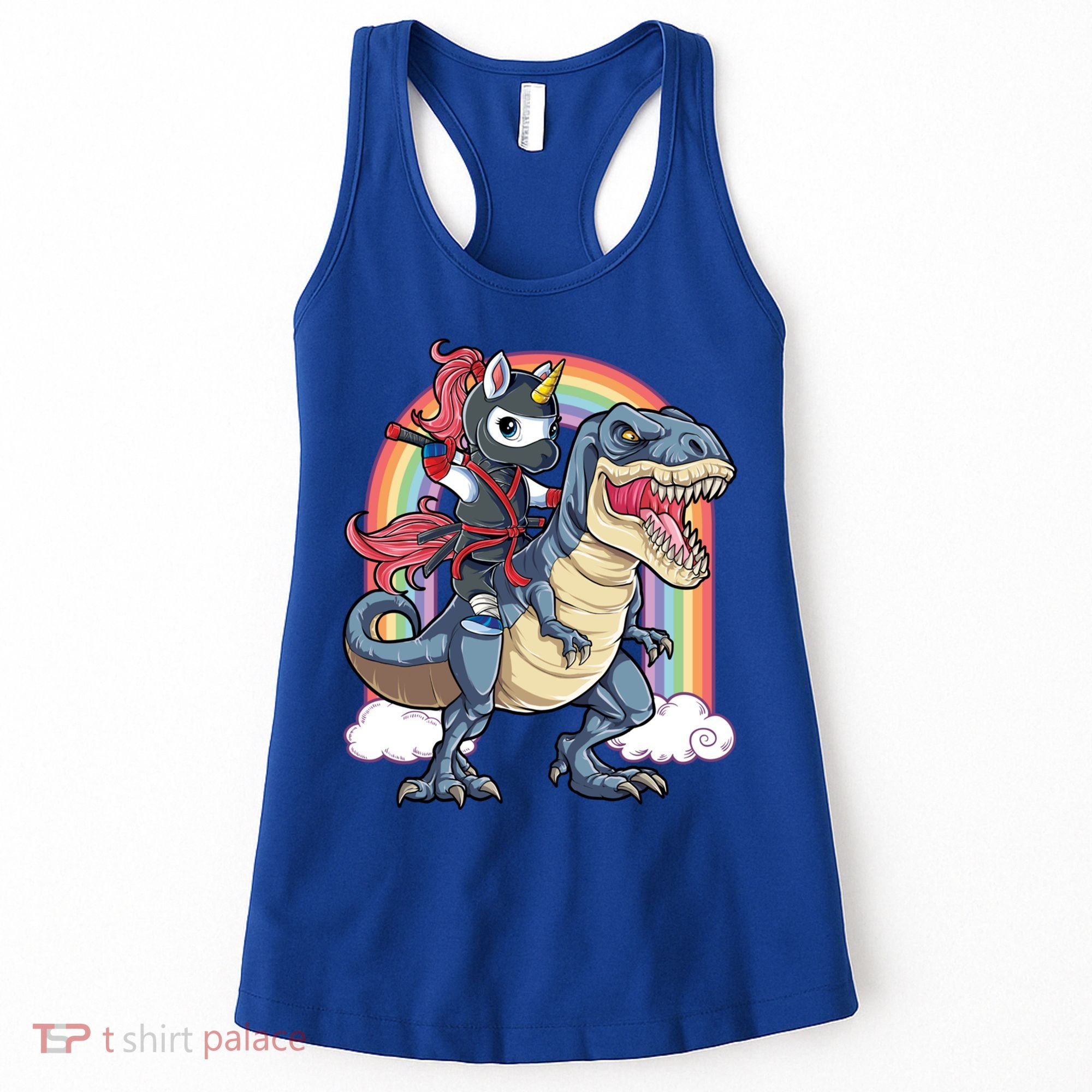 Ninja Unicorn Riding Dinosaur T Rex Funny Rainbow Gift Women's Tank Top