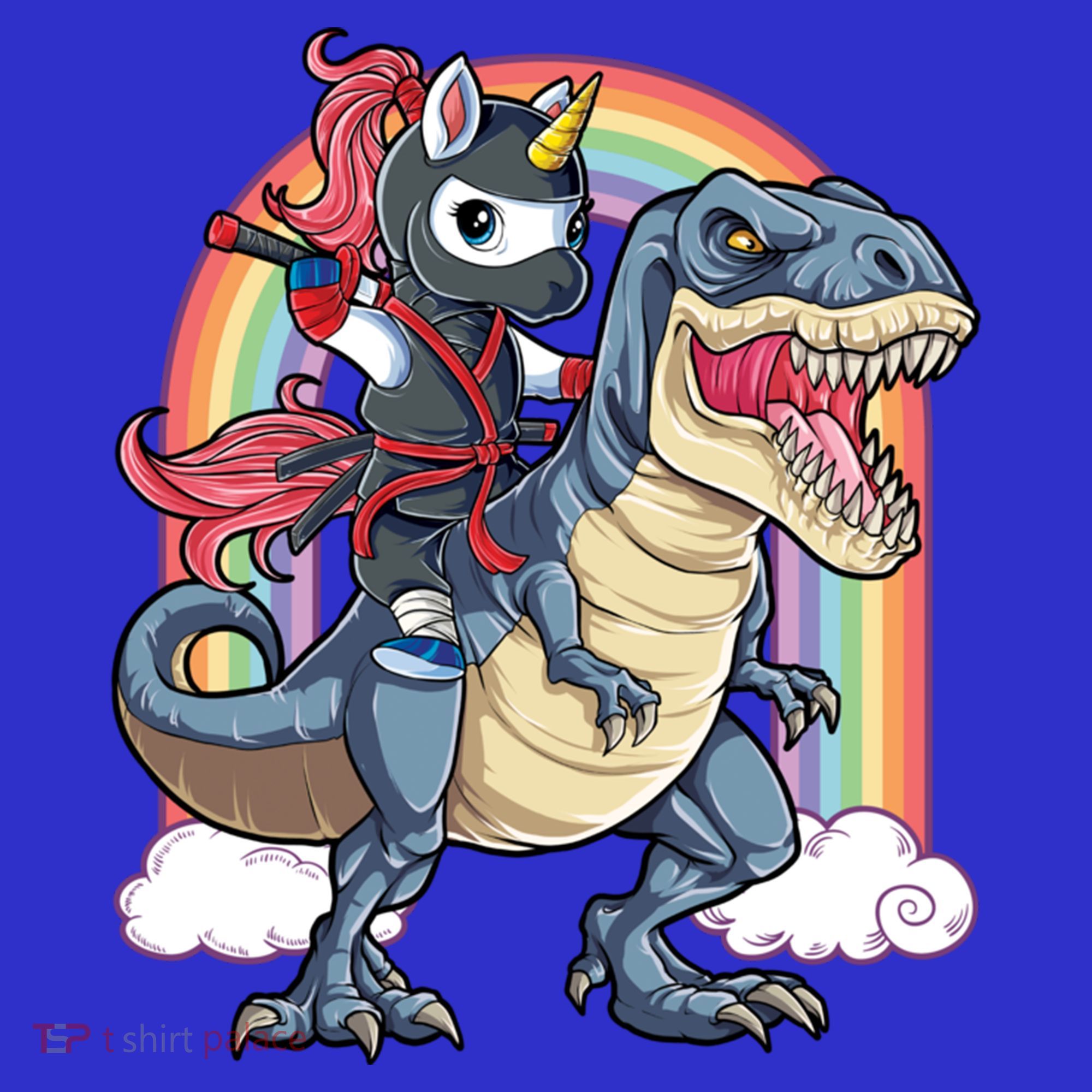Ninja Unicorn Riding Dinosaur T Rex Funny Rainbow Gift Women's Tank Top
