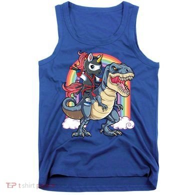 Ninja Unicorn Riding Dinosaur T Rex Funny Rainbow Gift Tank Top