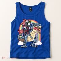 Ninja Unicorn Riding Dinosaur T Rex Funny Rainbow Gift Tank Top thumb 2