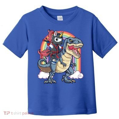 Ninja Unicorn Riding Dinosaur T Rex Funny Rainbow Gift Toddler T-Shirt