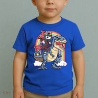 Ninja Unicorn Riding Dinosaur T Rex Funny Rainbow Gift Toddler T-Shirt thumb 2