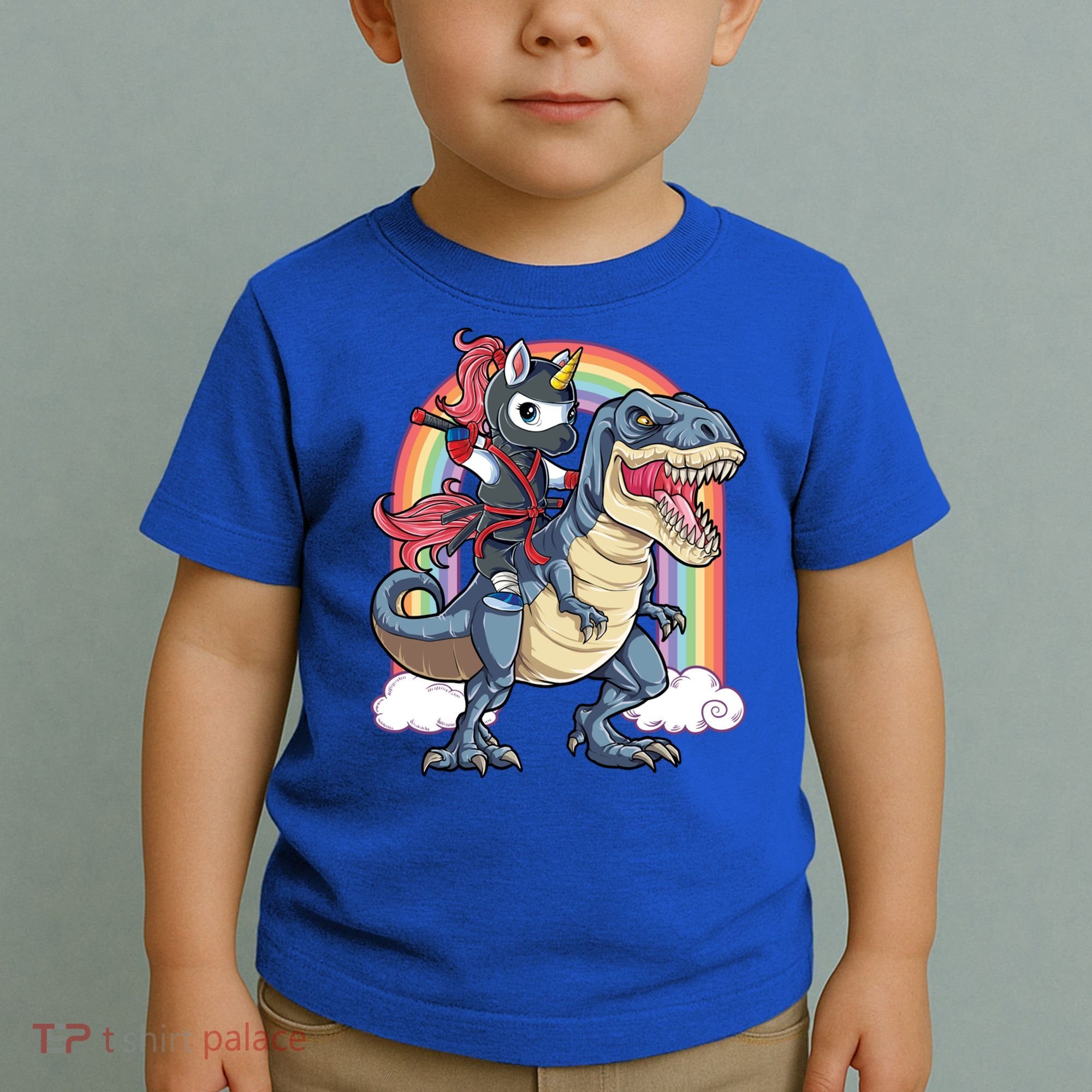 Ninja Unicorn Riding Dinosaur T Rex Funny Rainbow Gift Toddler T-Shirt