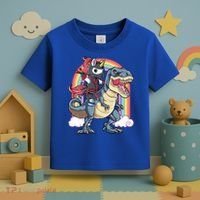 Ninja Unicorn Riding Dinosaur T Rex Funny Rainbow Gift Toddler T-Shirt thumb 3