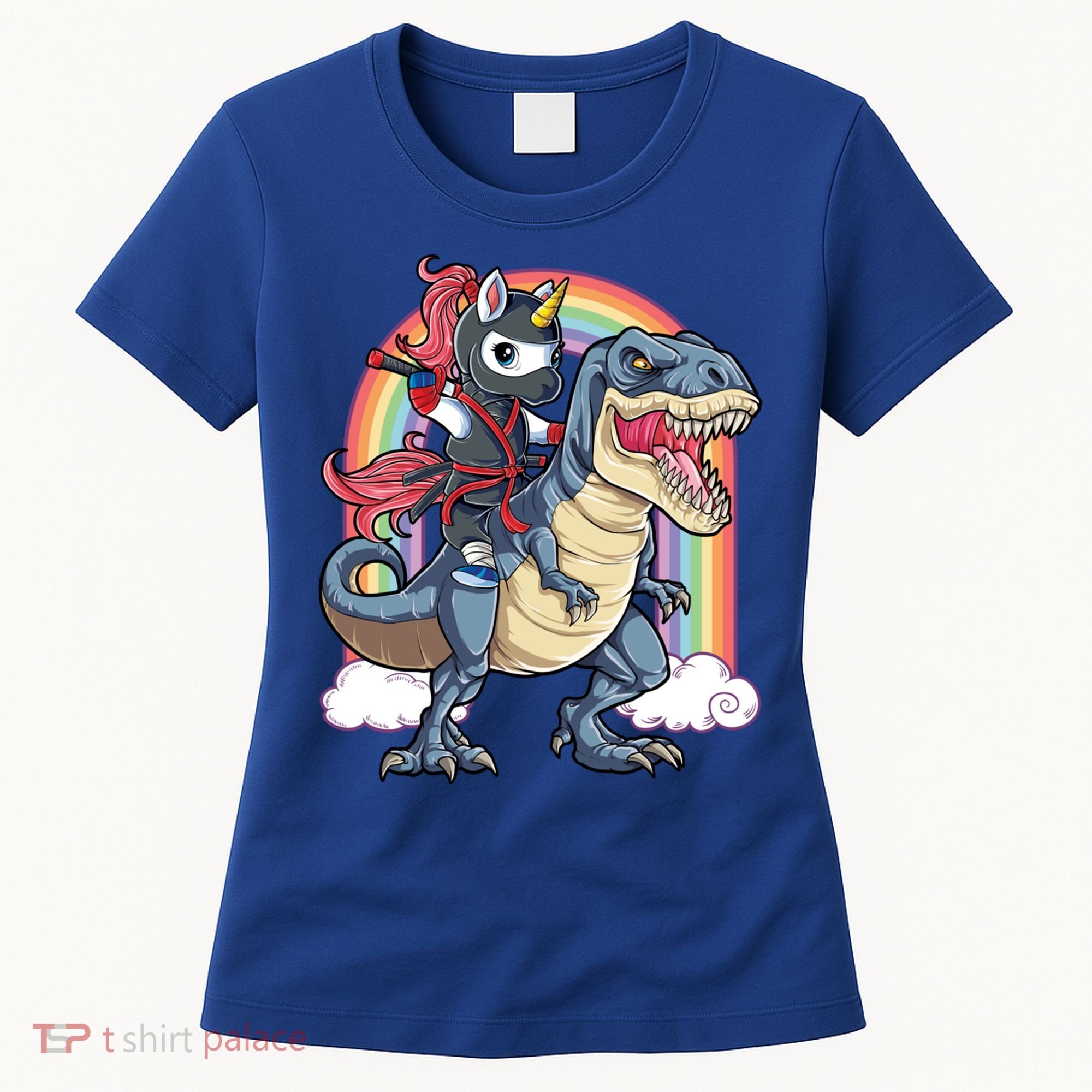 Ninja Unicorn Riding Dinosaur T Rex Funny Rainbow Gift Women's T-Shirt