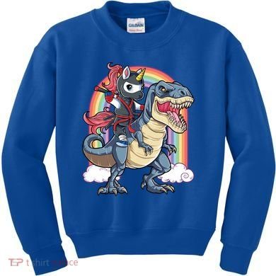 Ninja Unicorn Riding Dinosaur T Rex Funny Rainbow Gift Kids Sweatshirt