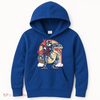 Ninja Unicorn Riding Dinosaur T Rex Funny Rainbow Gift Kids Hoodie