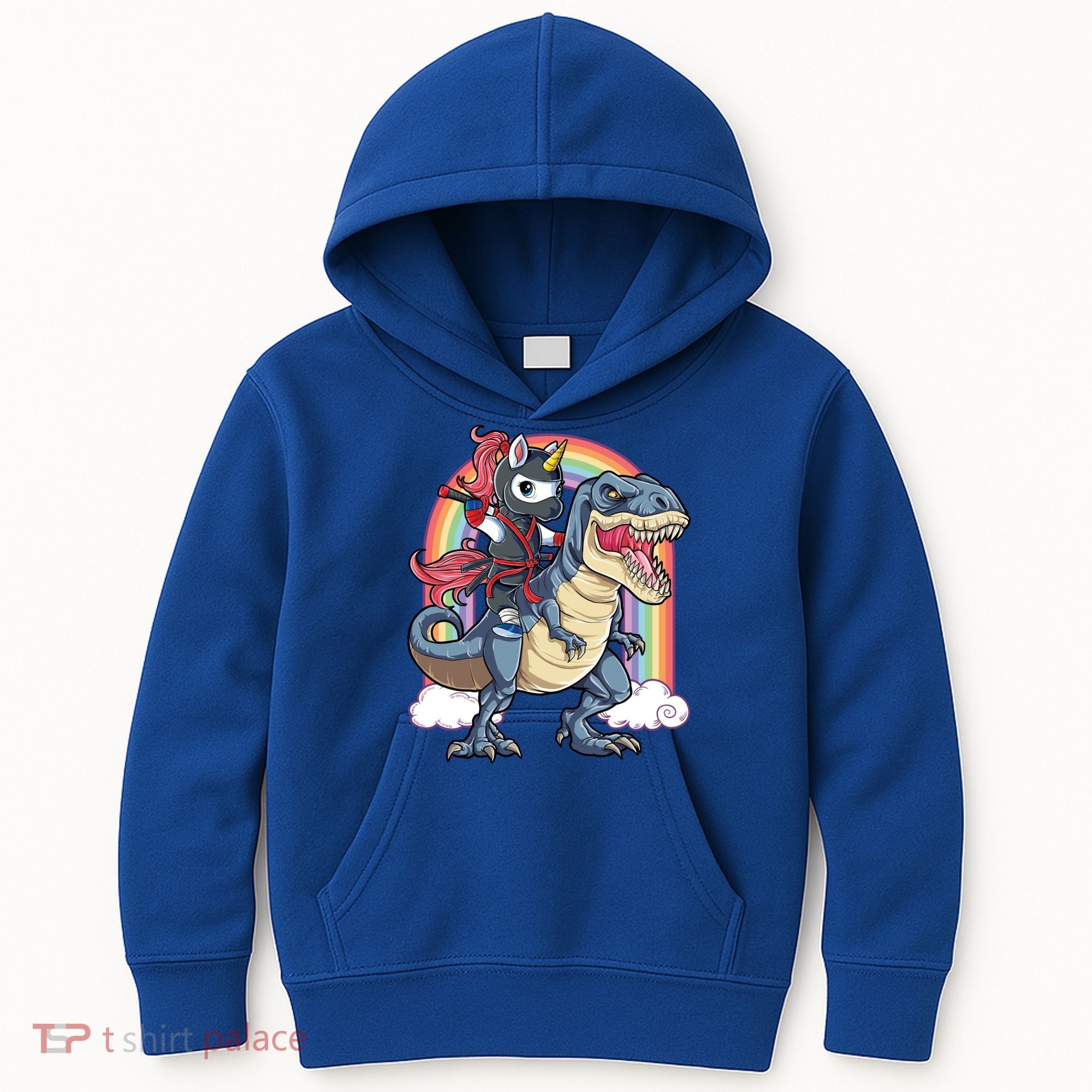 Ninja Unicorn Riding Dinosaur T Rex Funny Rainbow Gift Kids Hoodie