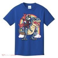 Ninja Unicorn Riding Dinosaur T Rex Funny Rainbow Gift Kids T-Shirt thumb 0