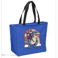 Ninja Unicorn Riding Dinosaur T Rex Funny Rainbow Gift Tote Bag thumb 2