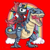 Ninja Unicorn Riding Dinosaur T Rex Funny Rainbow Gift Santa Hat thumb 1