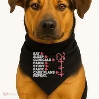 Nurse Eat Sleep Panic Clinicals Repeat USA-Made Doggie Bandana thumb 1