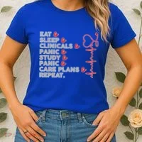 Nurse Eat Sleep Panic Clinicals Repeat Women's T-Shirt thumb 2