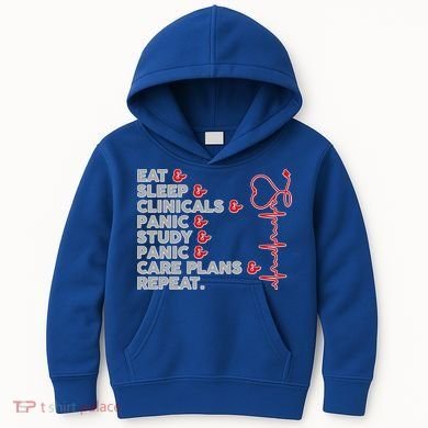 Nurse Eat Sleep Panic Clinicals Repeat Kids Hoodie