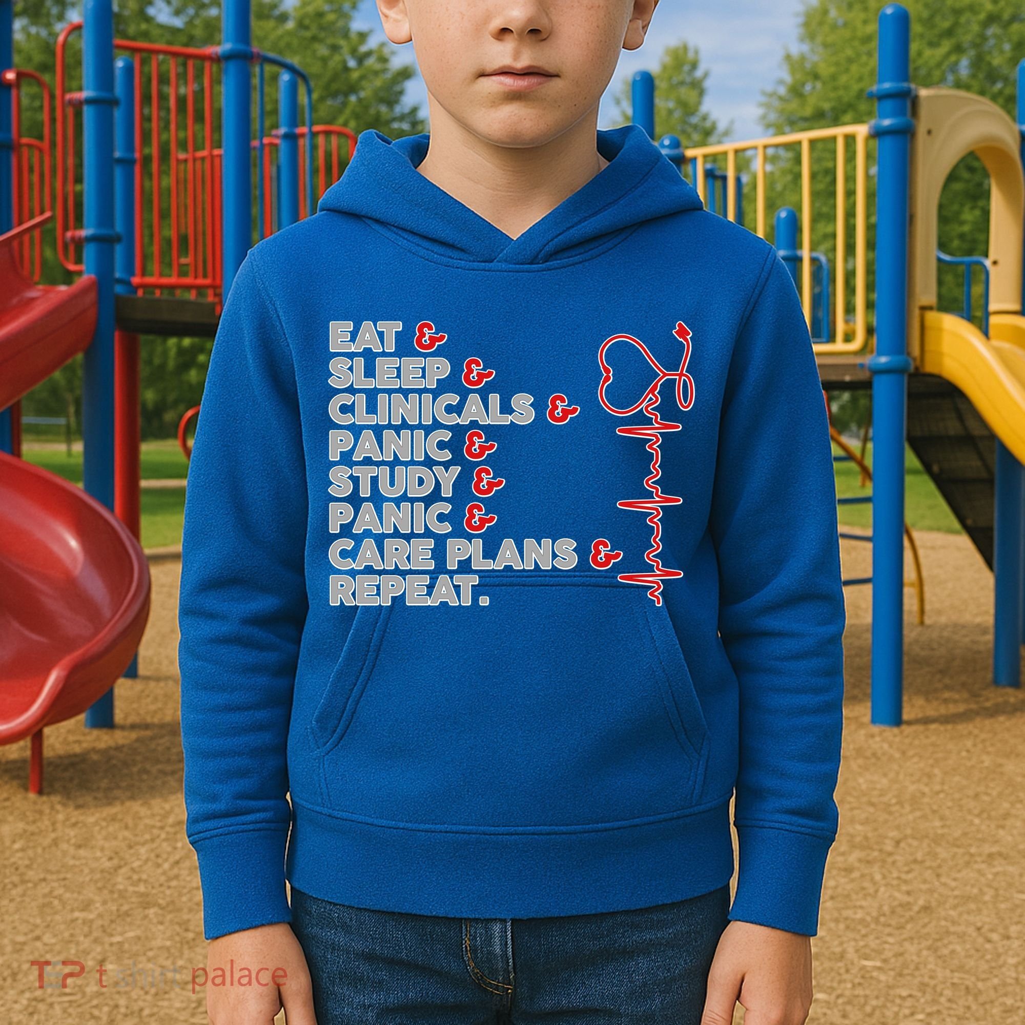 Nurse Eat Sleep Panic Clinicals Repeat Kids Hoodie