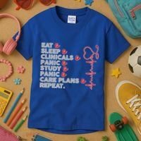 Nurse Eat Sleep Panic Clinicals Repeat Kids T-Shirt thumb 3