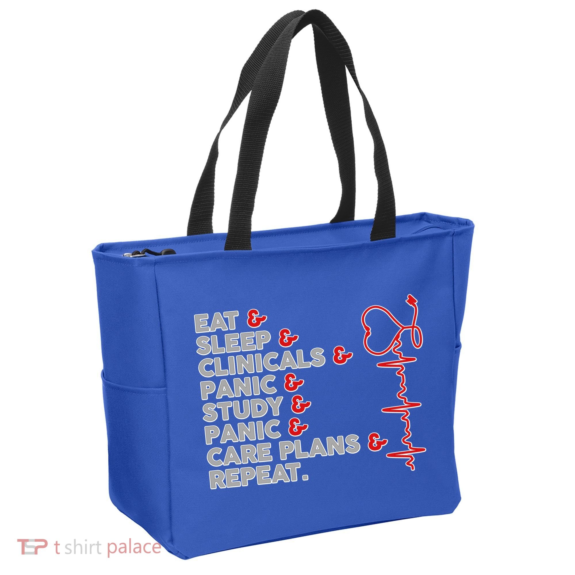 Nurse Eat Sleep Panic Clinicals Repeat Tote Bag
