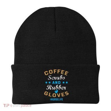 Nurse Life Coffee Scrubs and Rubber Gloves Beanie