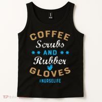 Nurse Life Coffee Scrubs and Rubber Gloves Tank Top thumb 2