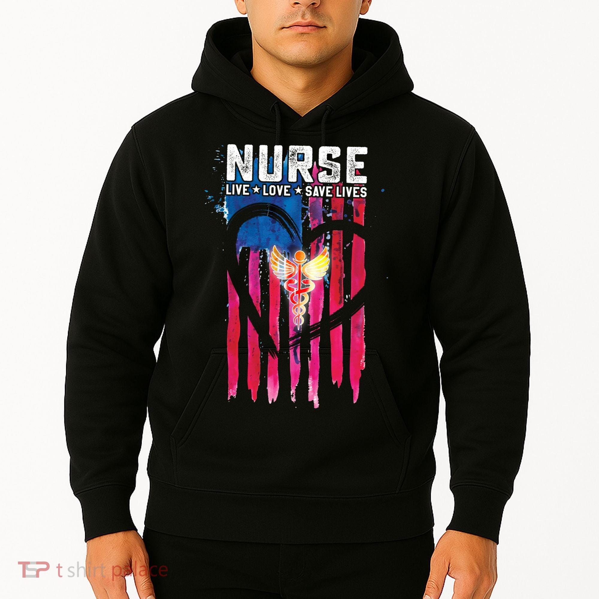 Nurse Live Love Save Lives Flag  Hoodie