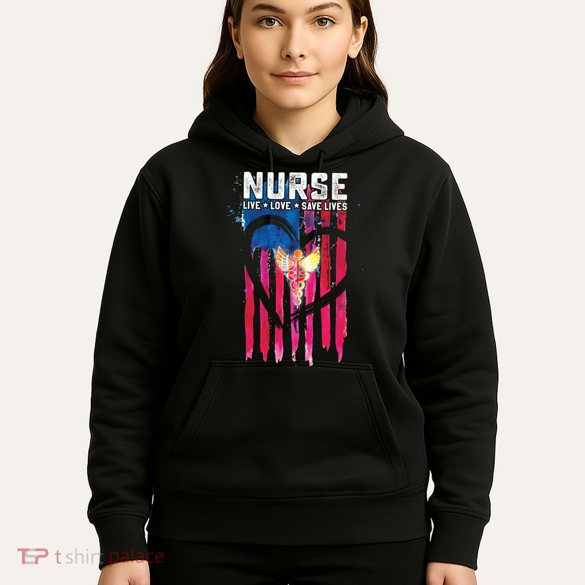 Nurse Live Love Save Lives Flag  Hoodie