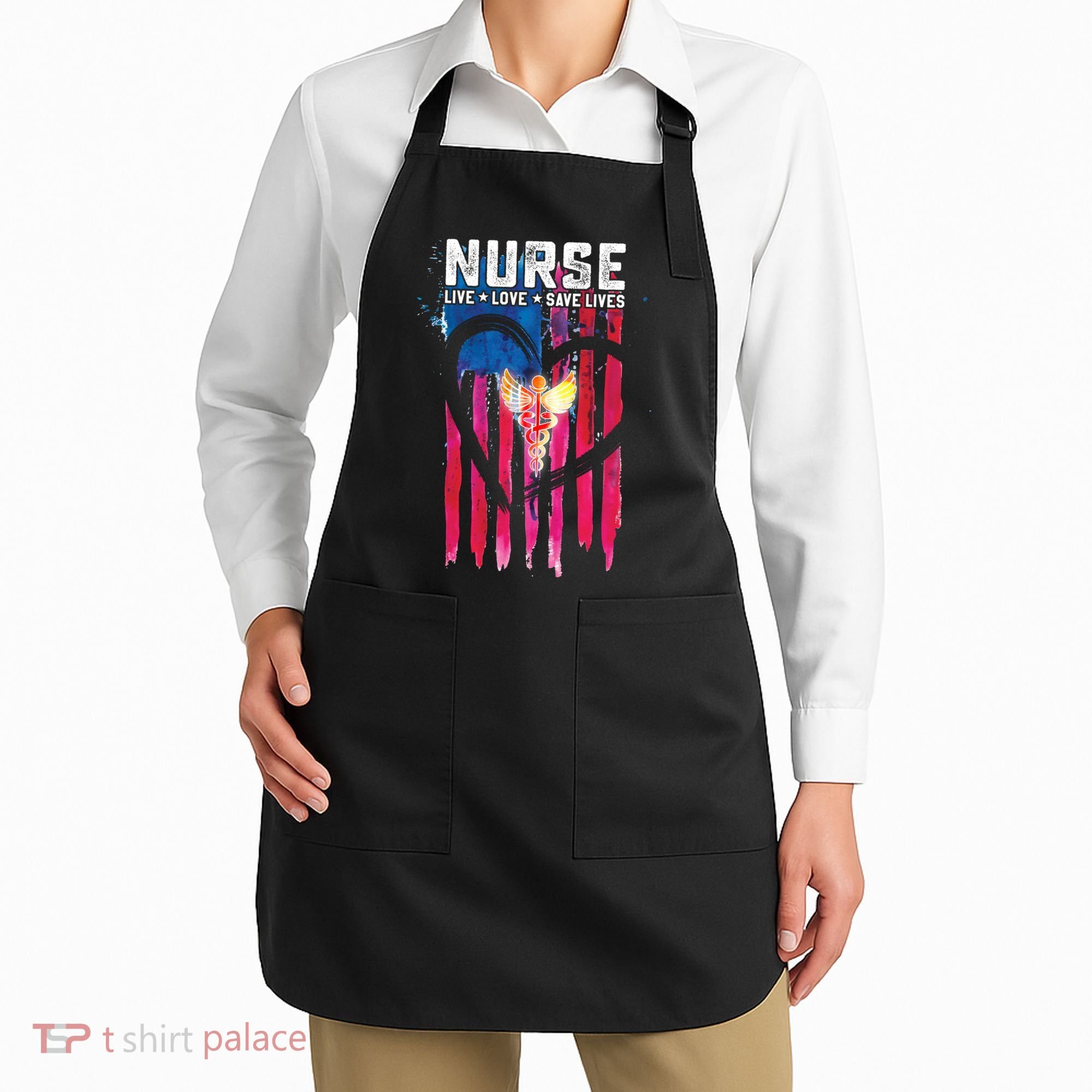 Nurse Live Love Save Lives Flag  Apron