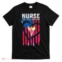Nurse Live Love Save Lives Flag  T-Shirt thumb 0