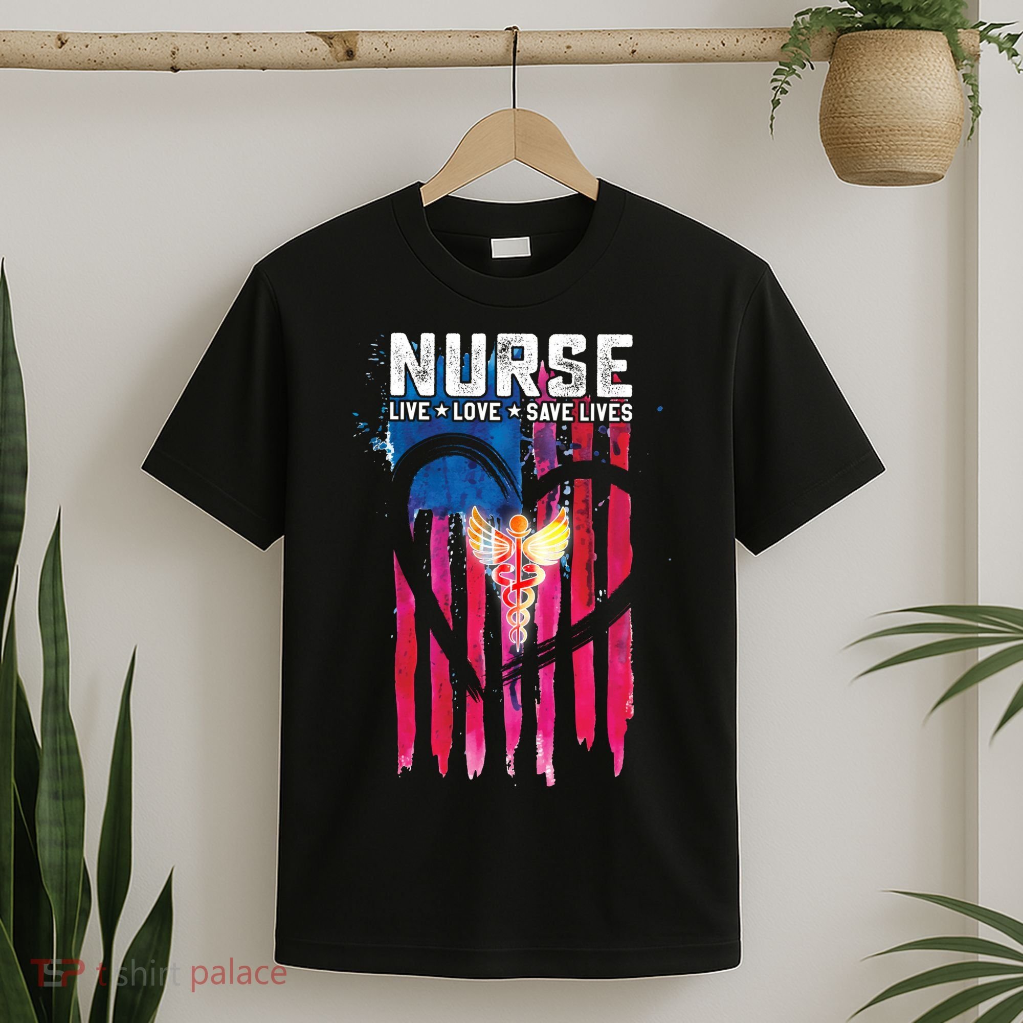 Nurse Live Love Save Lives Flag  T-Shirt