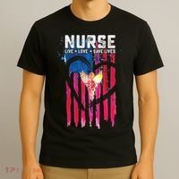 Nurse Live Love Save Lives Flag  T-Shirt thumb 3