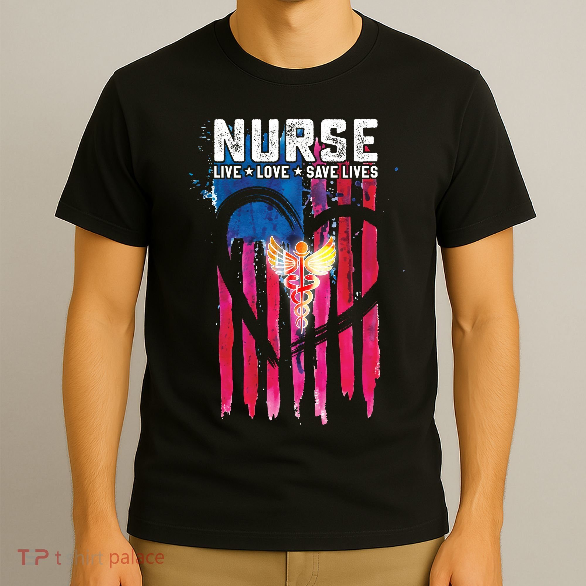 Nurse Live Love Save Lives Flag  T-Shirt