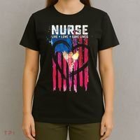 Nurse Live Love Save Lives Flag  T-Shirt thumb 4