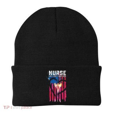 Nurse Live Love Save Lives Flag  Beanie