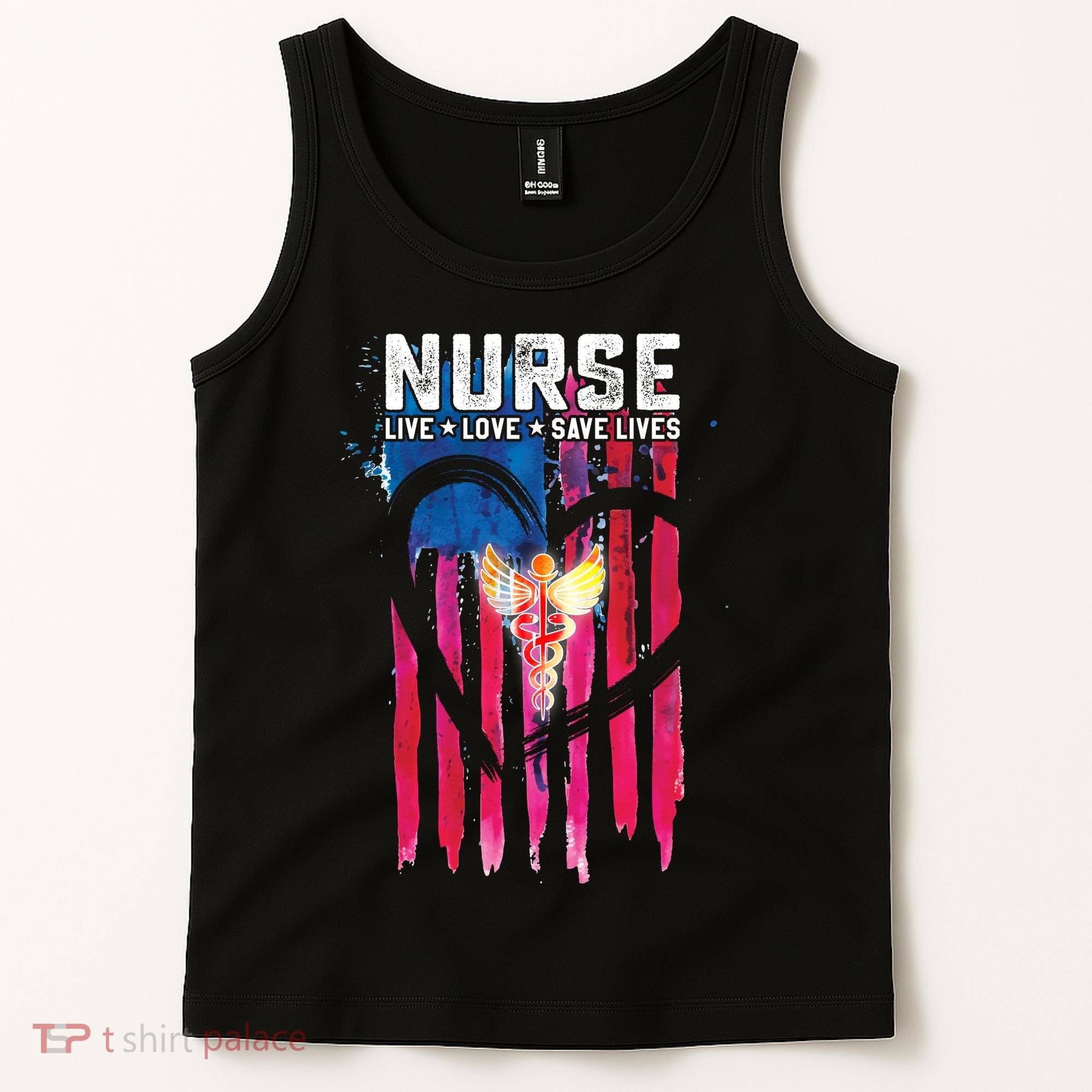 Nurse Live Love Save Lives Flag  Tank Top