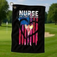 Nurse Live Love Save Lives Flag  Golf Towel thumb 1