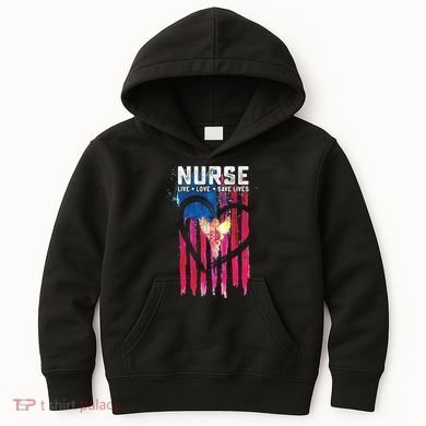 Nurse Live Love Save Lives Flag  Kids Hoodie