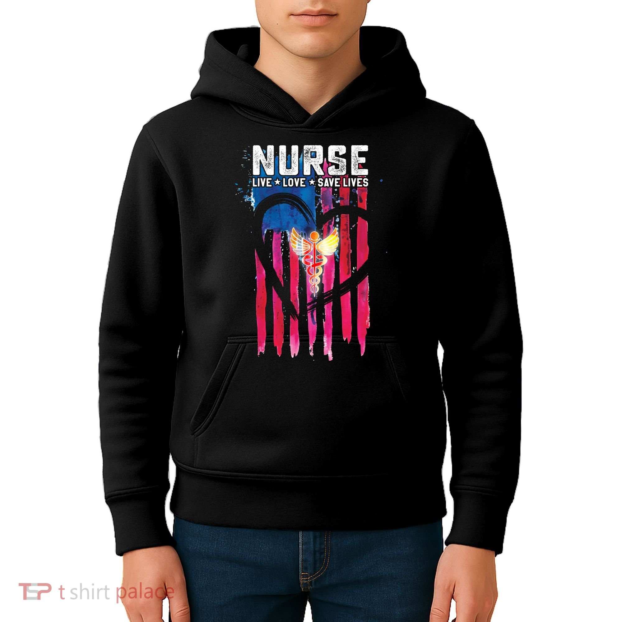 Nurse Live Love Save Lives Flag  Kids Hoodie