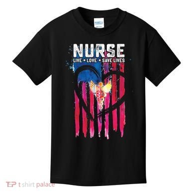 Nurse Live Love Save Lives Flag  Kids T-Shirt