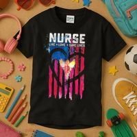 Nurse Live Love Save Lives Flag  Kids T-Shirt thumb 3