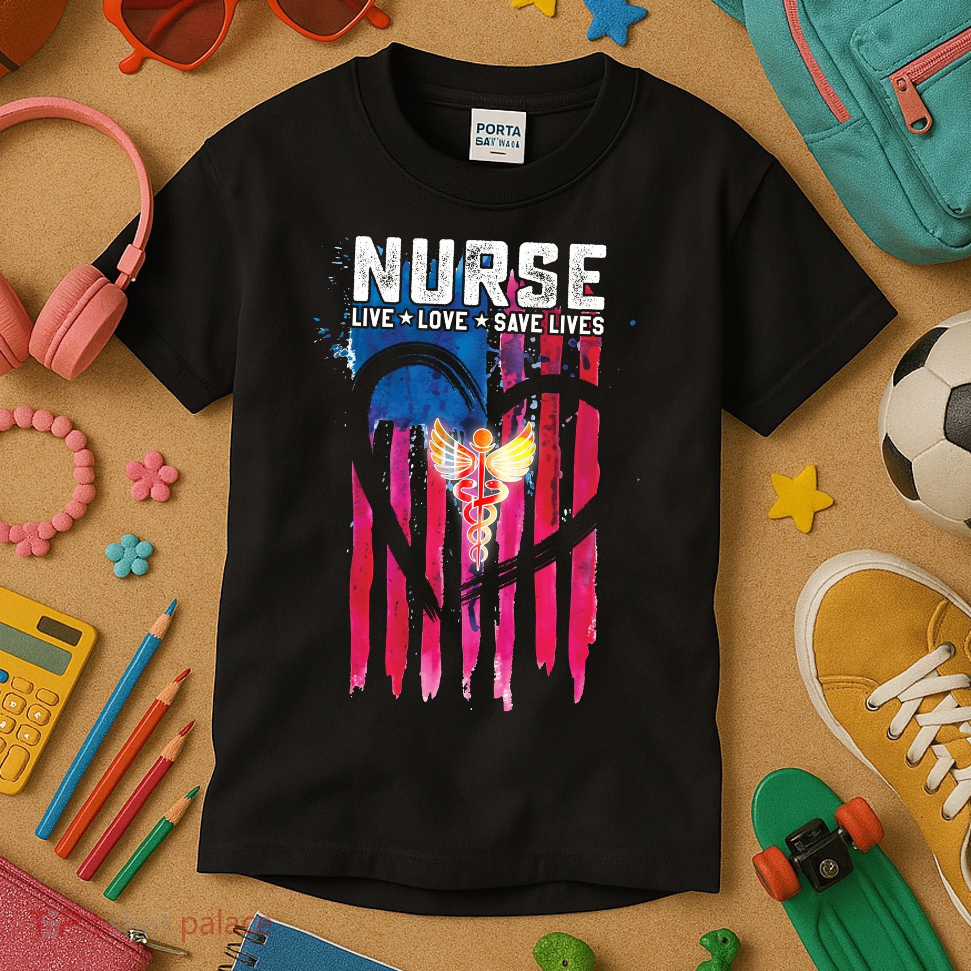Nurse Live Love Save Lives Flag  Kids T-Shirt