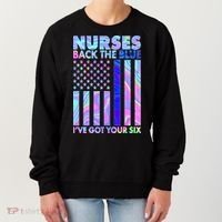 Nurses Back the Blue I've Got Your Six US Flag Women's Sweatshirt thumb 0