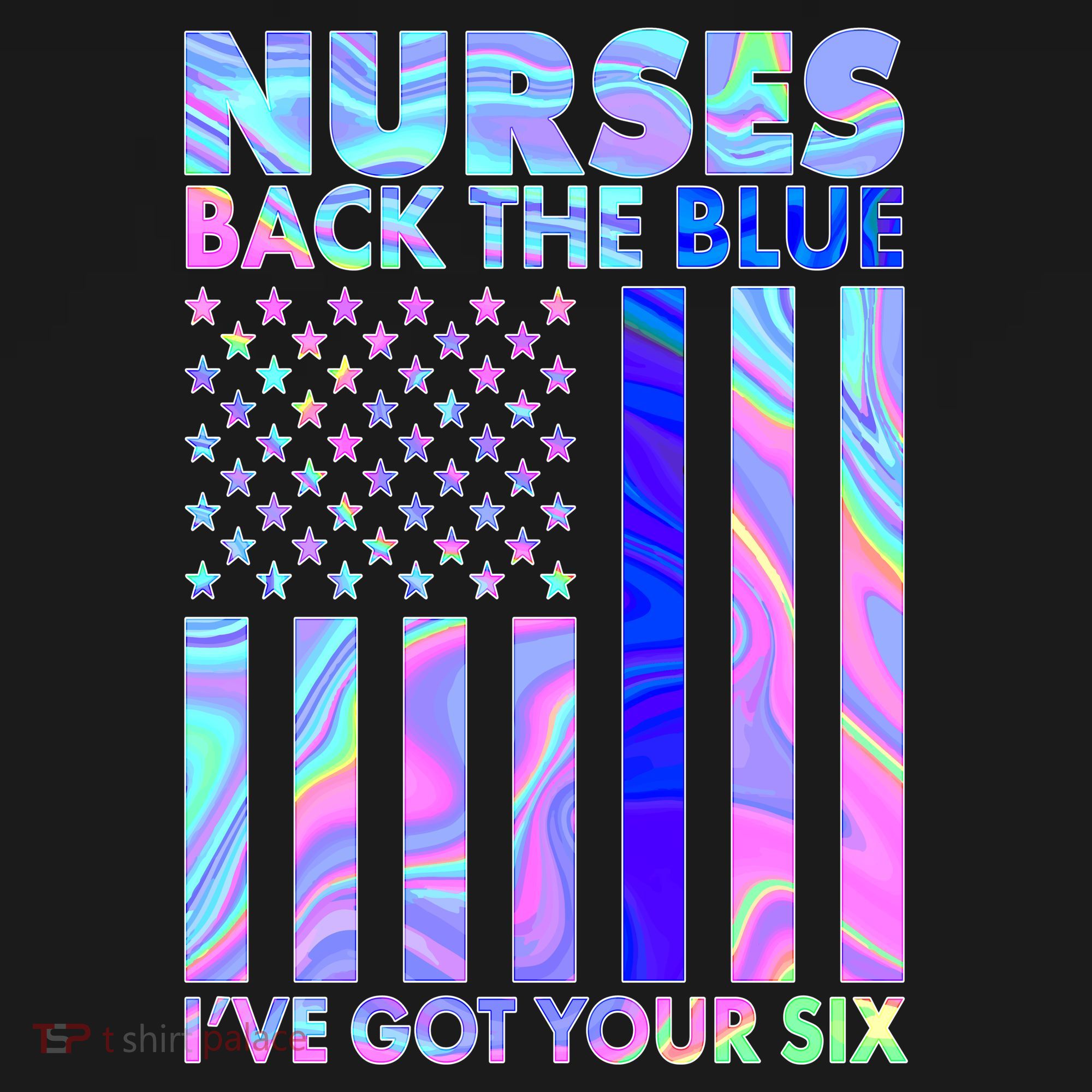 Nurses Back the Blue I've Got Your Six US Flag Doggie Tank
