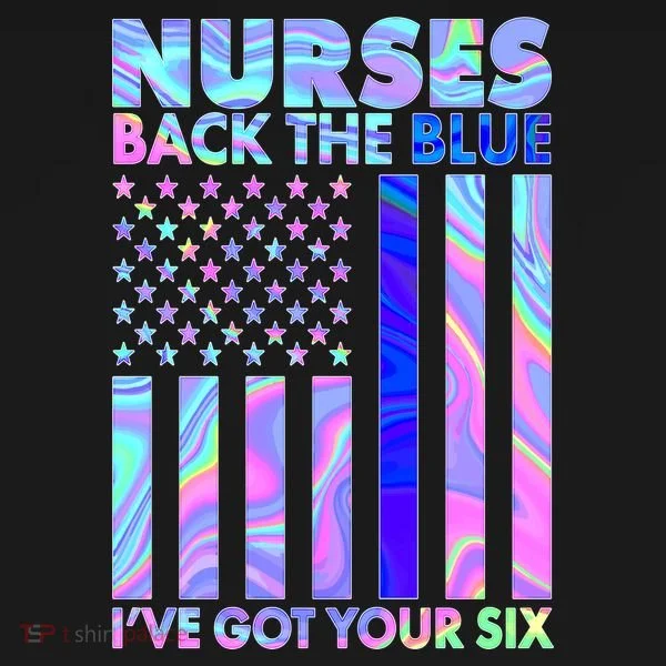 Nurses Back the Blue I've Got Your Six US Flag Doggie Tank