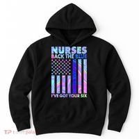 Nurses Back the Blue I've Got Your Six US Flag Hoodie thumb 0